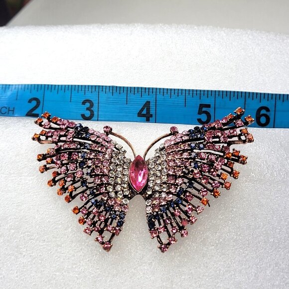 Large Pink Butterfly Brooch Colourful Butterfly Brooch Pin - Picture 8 of 13
